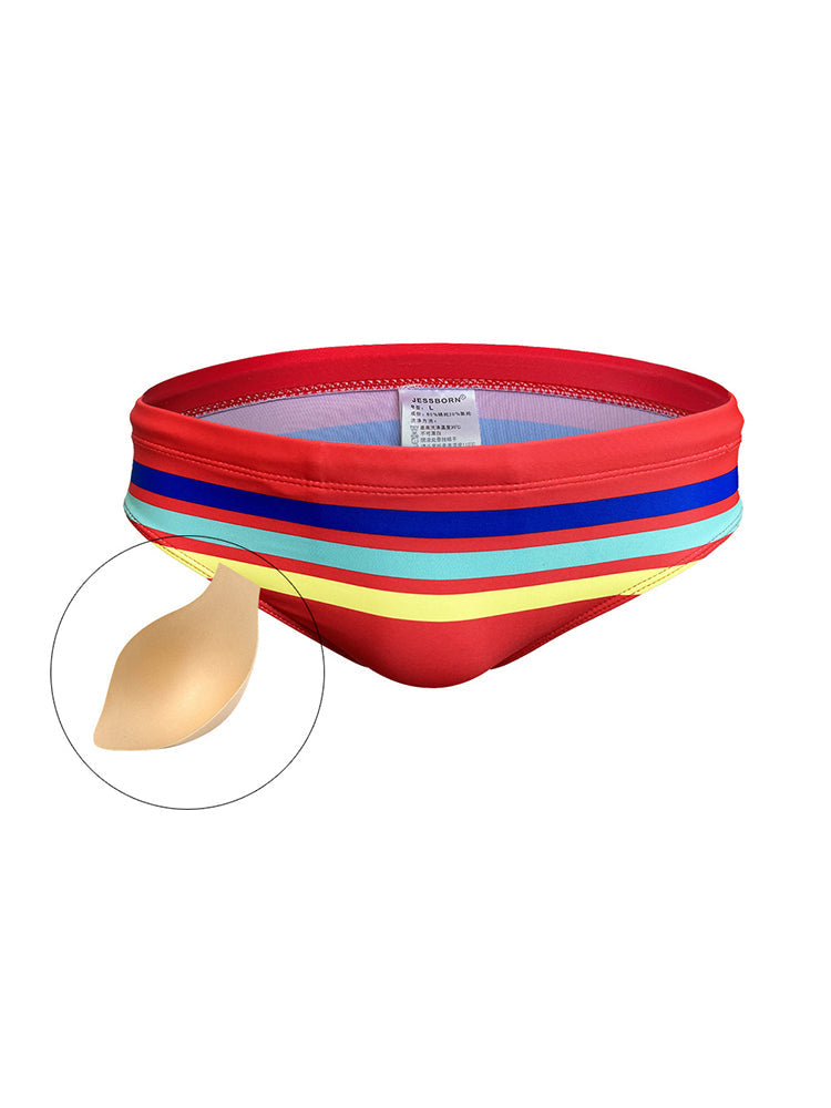Men's Moisture-Wicking Sexy Striped Color Swim Briefs | dmunderwear detail image 8