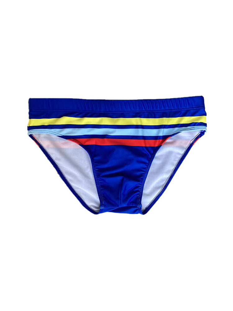 Men's Moisture-Wicking Sexy Striped Color Swim Briefs | dmunderwear detail image 9