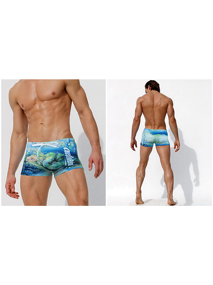 Men's Odor-Control Tagless & Seamless Stretch Fit Swim Trunks | dmunderwear detail image 3