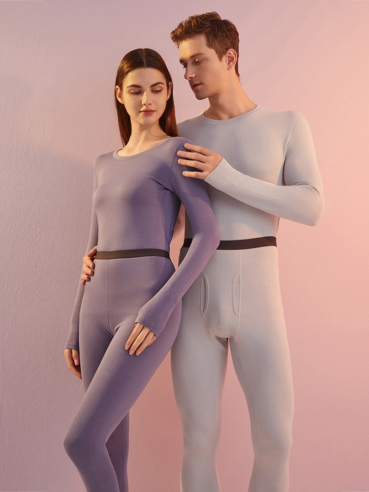 Men's Odor-Resistant Heat-Generating Fleece-Lined Base Layer Thermal Sets | dmunderwear