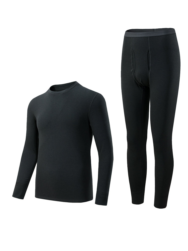 Men's Odor-Resistant Heat-Generating Fleece-Lined Base Layer Thermal Sets | dmunderwear detail image 2
