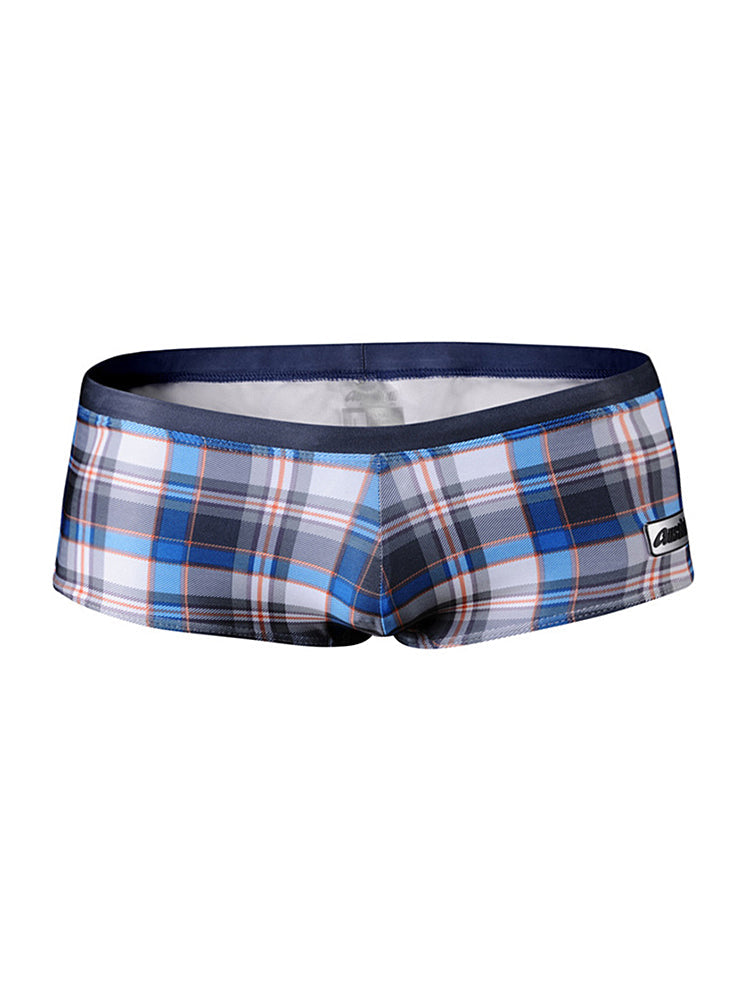 Men's Plaid Print Quick-Dry Low-Rise Swim Shorts & Trunks | dmunderwear detail image 17