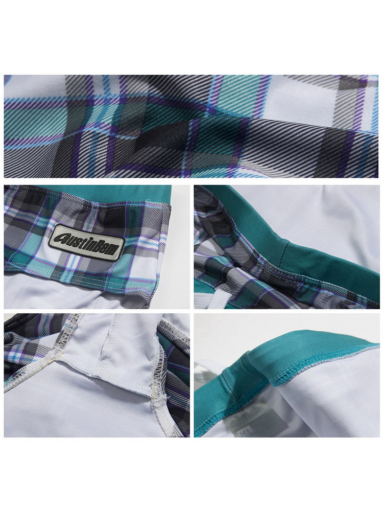 Men's Plaid Print Quick-Dry Low-Rise Swim Shorts & Trunks | dmunderwear detail image 5