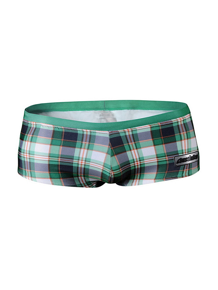 Men's Plaid Print Quick-Dry Low-Rise Swim Shorts & Trunks | dmunderwear detail image 8