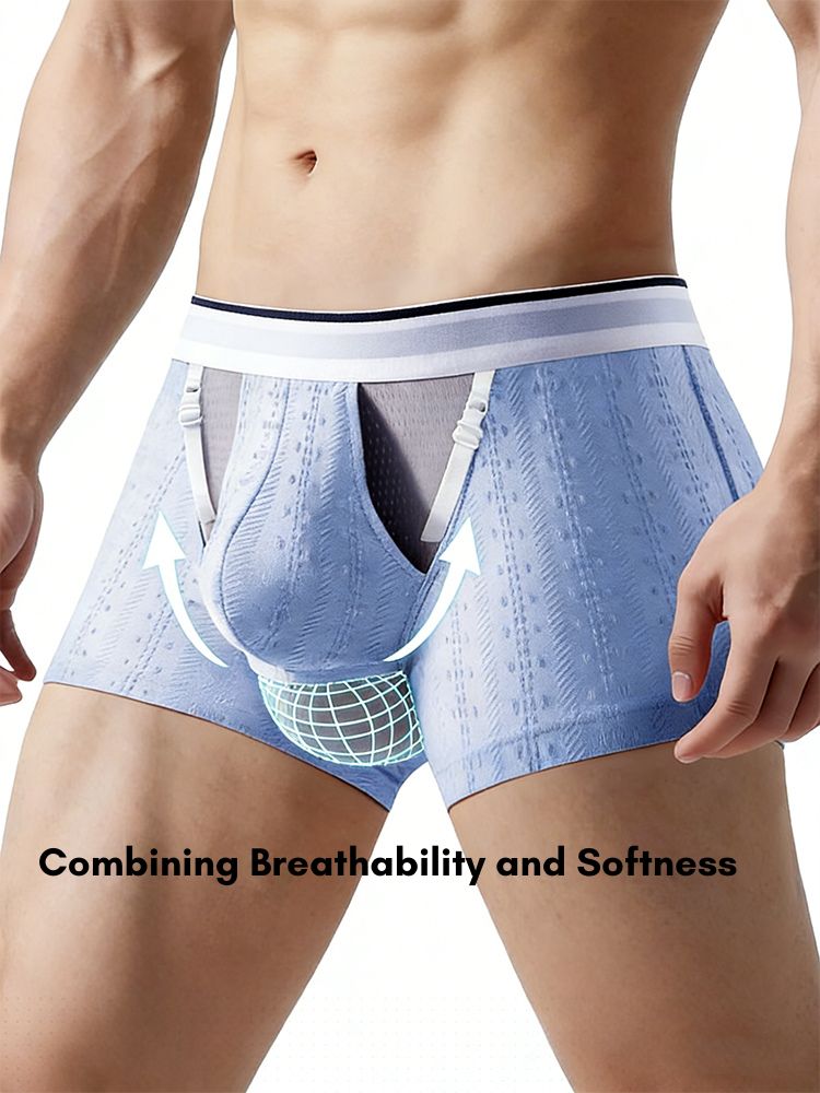 Men's Premium Soft Cotton Pouch Comfort & Breathability Lift System Trunks | dmunderwear detail image 3