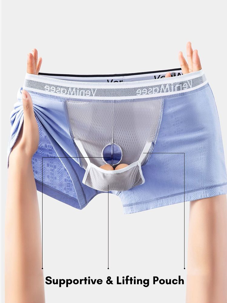 Men's Premium Soft Cotton Pouch Comfort & Breathability Lift System Trunks | dmunderwear detail image 5