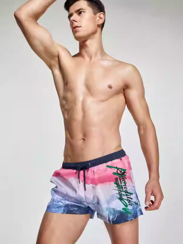 Men's Printed Athletic Cut Quick-Dry Comfy Waistband Board Shorts | dmunderwear