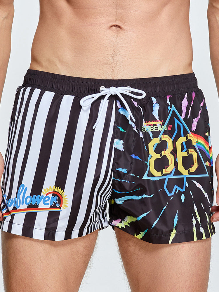 Men's Printed Athletic Cut Quick-Dry Comfy Waistband Board Shorts | dmunderwear detail image 2