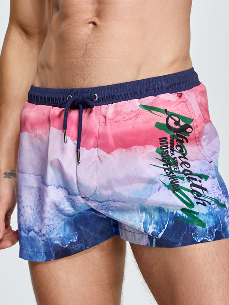 Men's Printed Athletic Cut Quick-Dry Comfy Waistband Board Shorts | dmunderwear detail image 3
