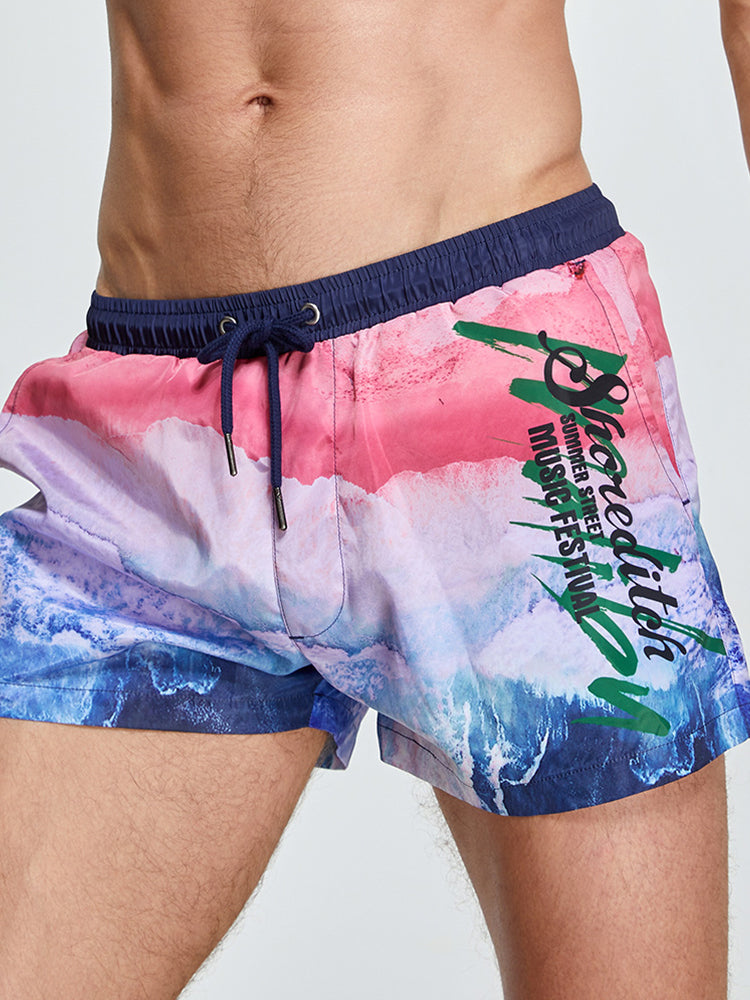Men's Printed Athletic Cut Quick-Dry Comfy Waistband Board Shorts | dmunderwear detail image 4