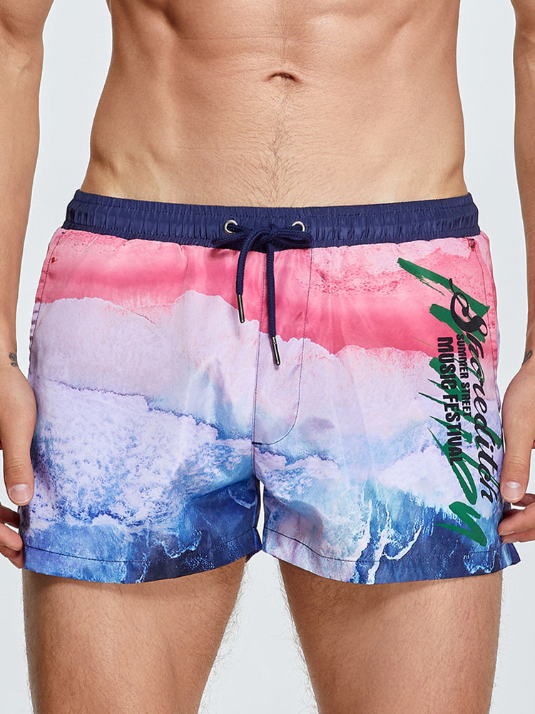 Men's Printed Athletic Cut Quick-Dry Comfy Waistband Board Shorts | dmunderwear detail image 5