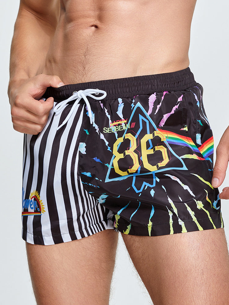 Men's Printed Athletic Cut Quick-Dry Comfy Waistband Board Shorts | dmunderwear detail image 9
