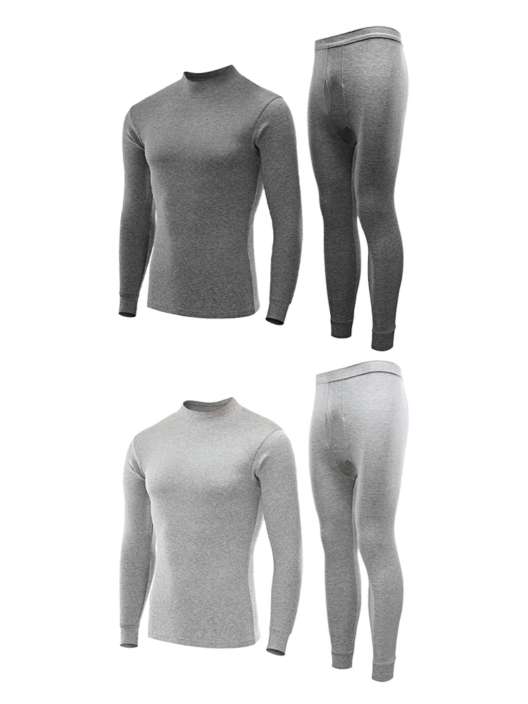 Men's Pure Cotton Mid-Neck Thin Base-Layer Seamless Comfort Thermal Sets | dmunderwear detail image 16
