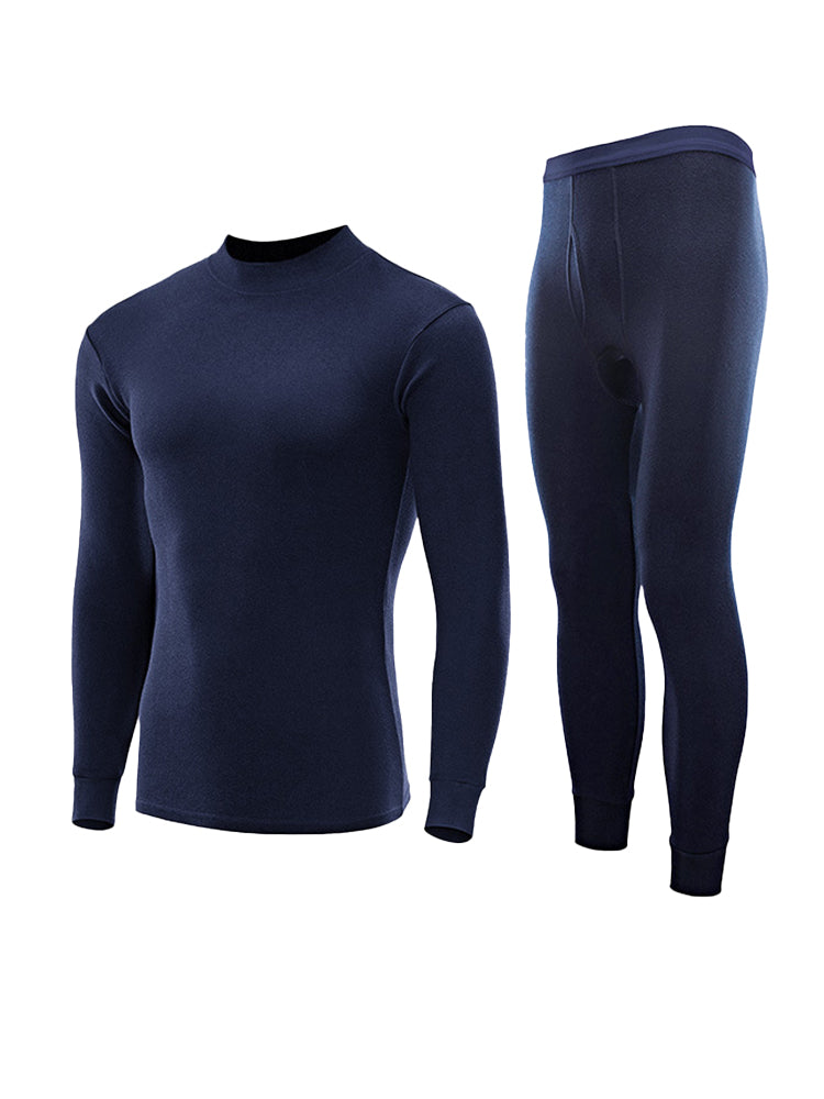 Men's Pure Cotton Mid-Neck Thin Base-Layer Seamless Comfort Thermal Sets | dmunderwear detail image 19
