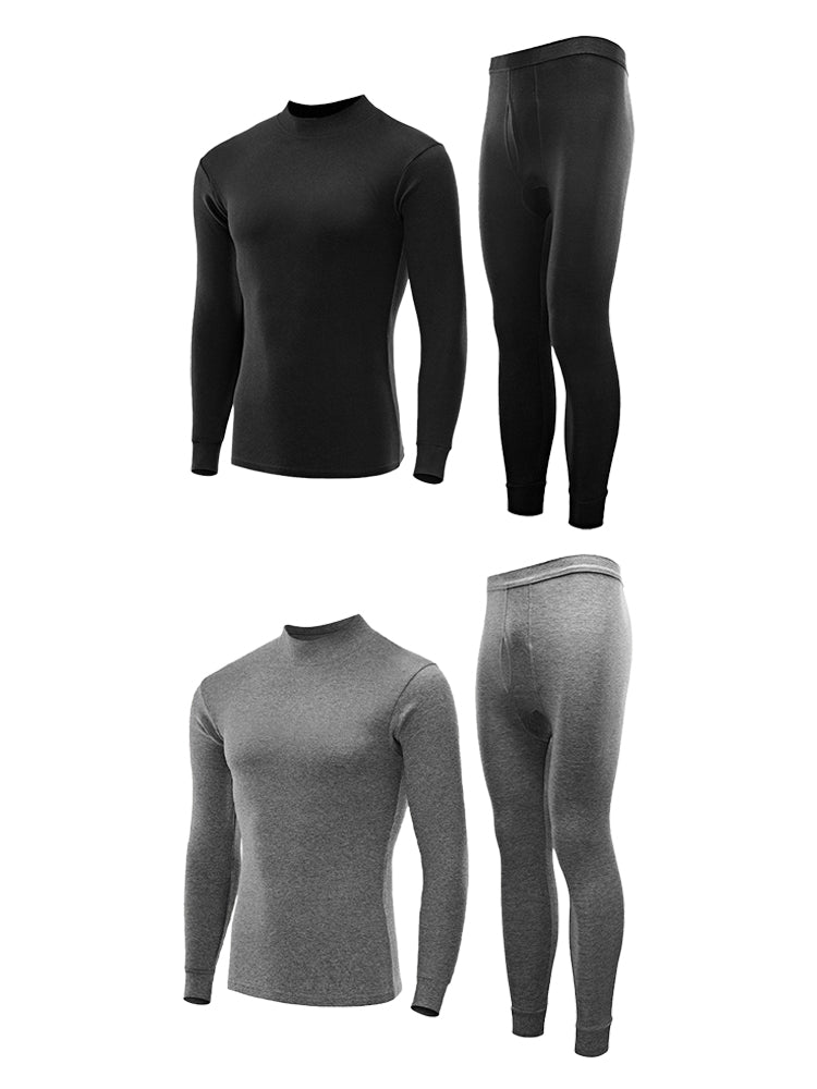 Men's Pure Cotton Mid-Neck Thin Base-Layer Seamless Comfort Thermal Sets | dmunderwear detail image 2