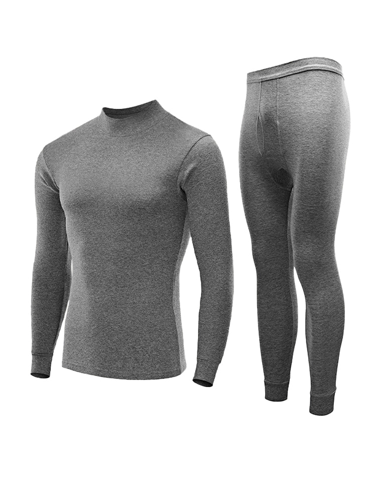 Men's Pure Cotton Mid-Neck Thin Base-Layer Seamless Comfort Thermal Sets | dmunderwear detail image 20