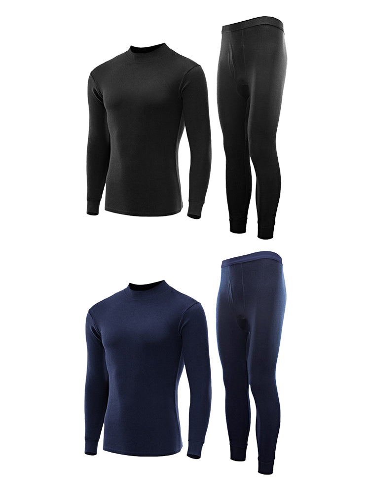 Men's Pure Cotton Mid-Neck Thin Base-Layer Seamless Comfort Thermal Sets | dmunderwear detail image 9