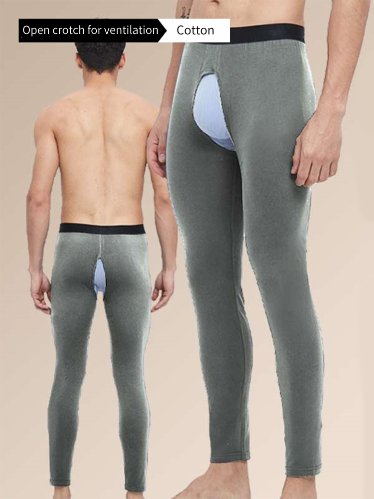 Men's Pure Cotton Open Crotch Breathable Warm Pants | dmunderwear