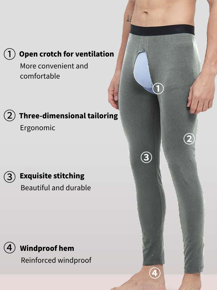 Men's Pure Cotton Open Crotch Breathable Warm Pants | dmunderwear detail image 5