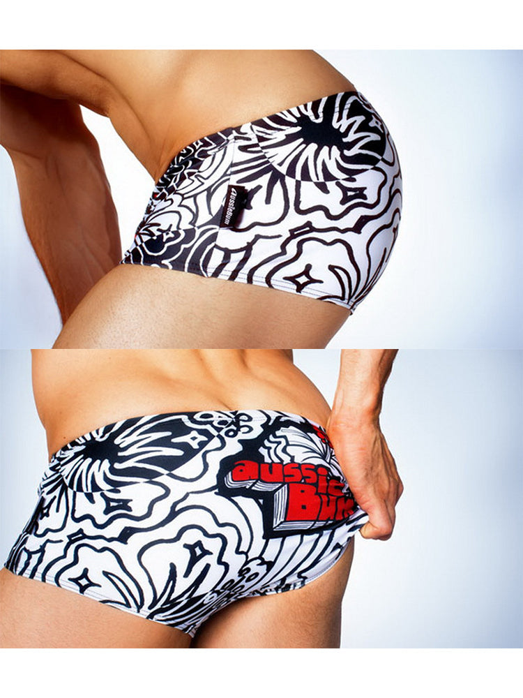 Men's Quick-Dry Low-Rise Alphabet Print Swim Briefs | dmunderwear detail image 11