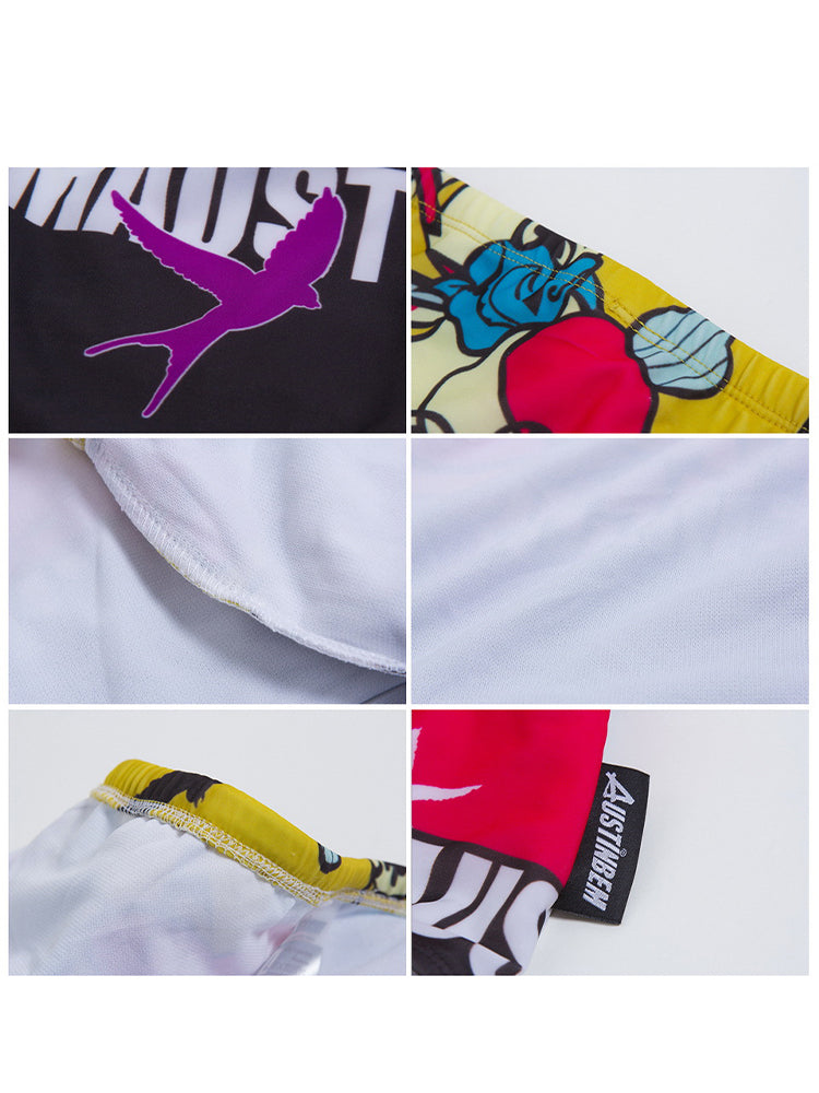 Men's Quick-Dry Low-Rise Alphabet Print Swim Briefs | dmunderwear detail image 19