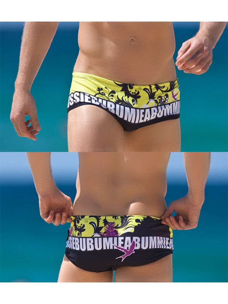 Men's Quick-Dry Low-Rise Alphabet Print Swim Briefs | dmunderwear detail image 6