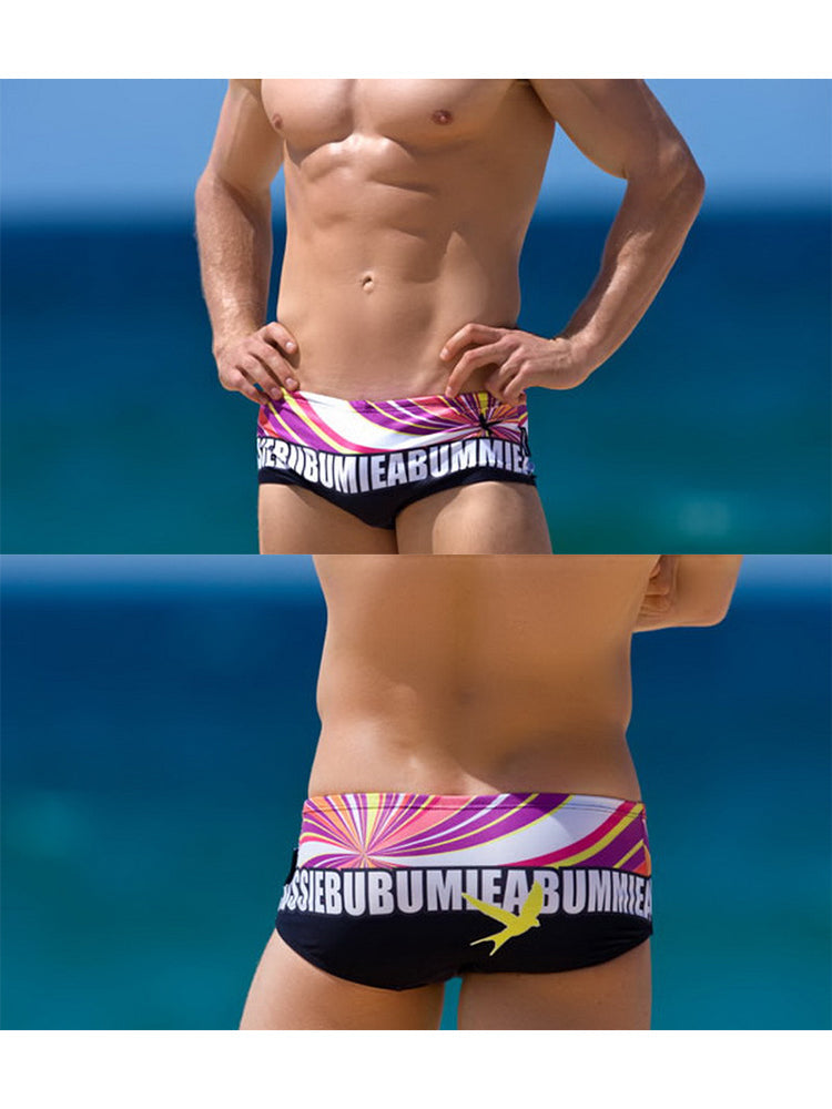 Men's Quick-Dry Low-Rise Alphabet Print Swim Briefs | dmunderwear detail image 8