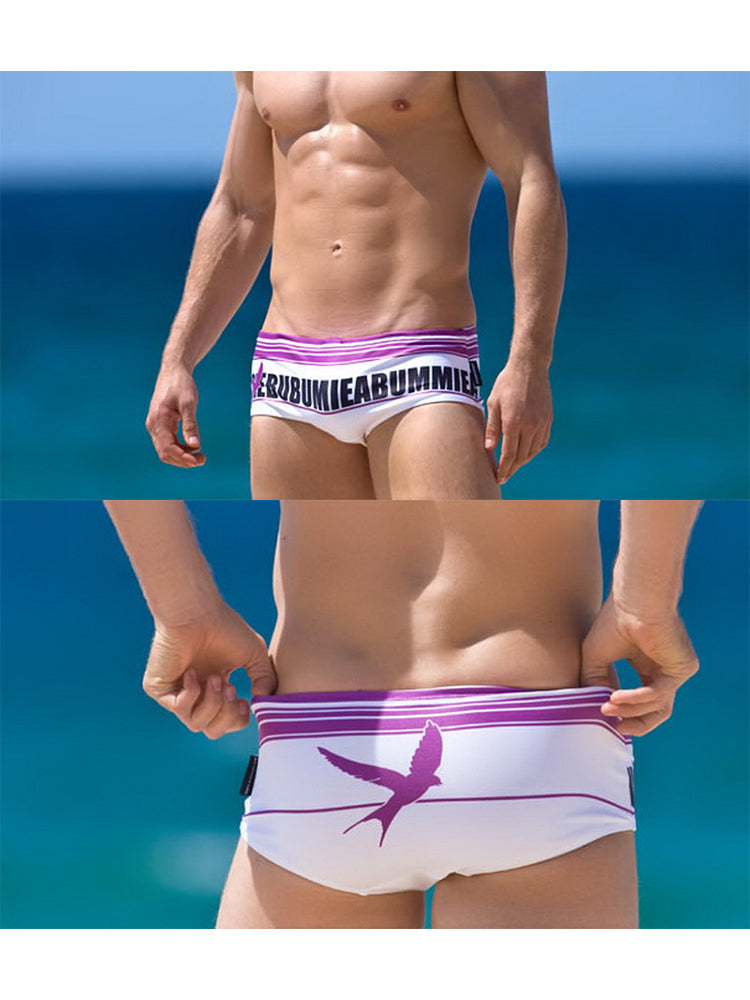 Men's Quick-Dry Low-Rise Alphabet Print Swim Briefs | dmunderwear detail image 9