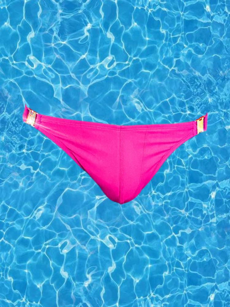 Men's Quick-Dry Odor-Control Solid Color Side Snap Swim Briefs | dmunderwear