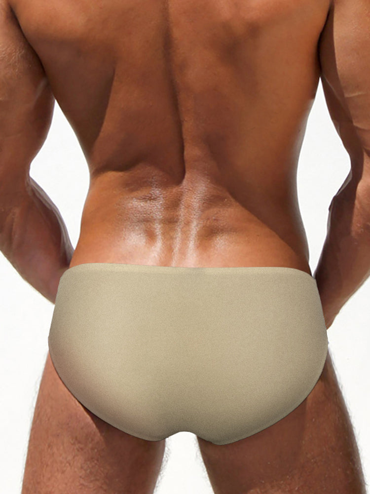 Men's Quick-Dry Odor-Control Solid Color Side Snap Swim Briefs | dmunderwear detail image 15