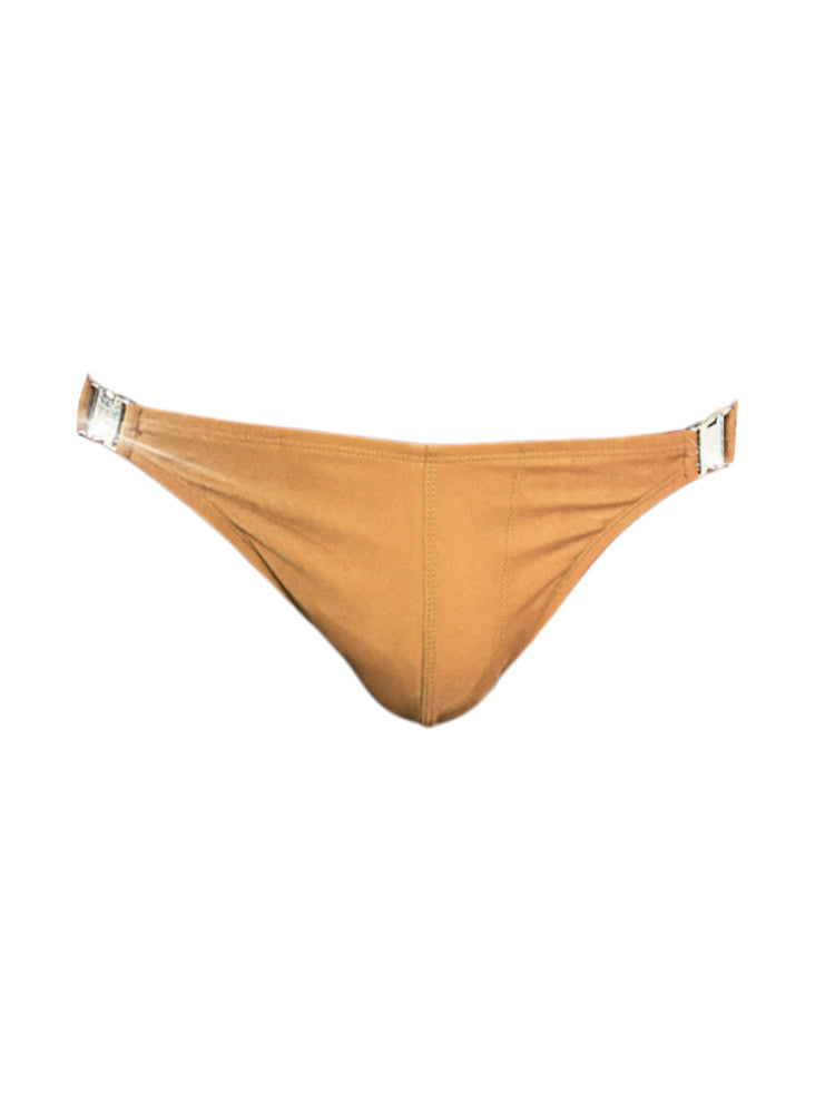 Men's Quick-Dry Odor-Control Solid Color Side Snap Swim Briefs | dmunderwear detail image 2