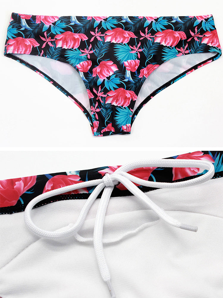 Men's Quick-Dry Printed UV Protection No-Slip Elastic Swim Briefs | dmunderwear detail image 12