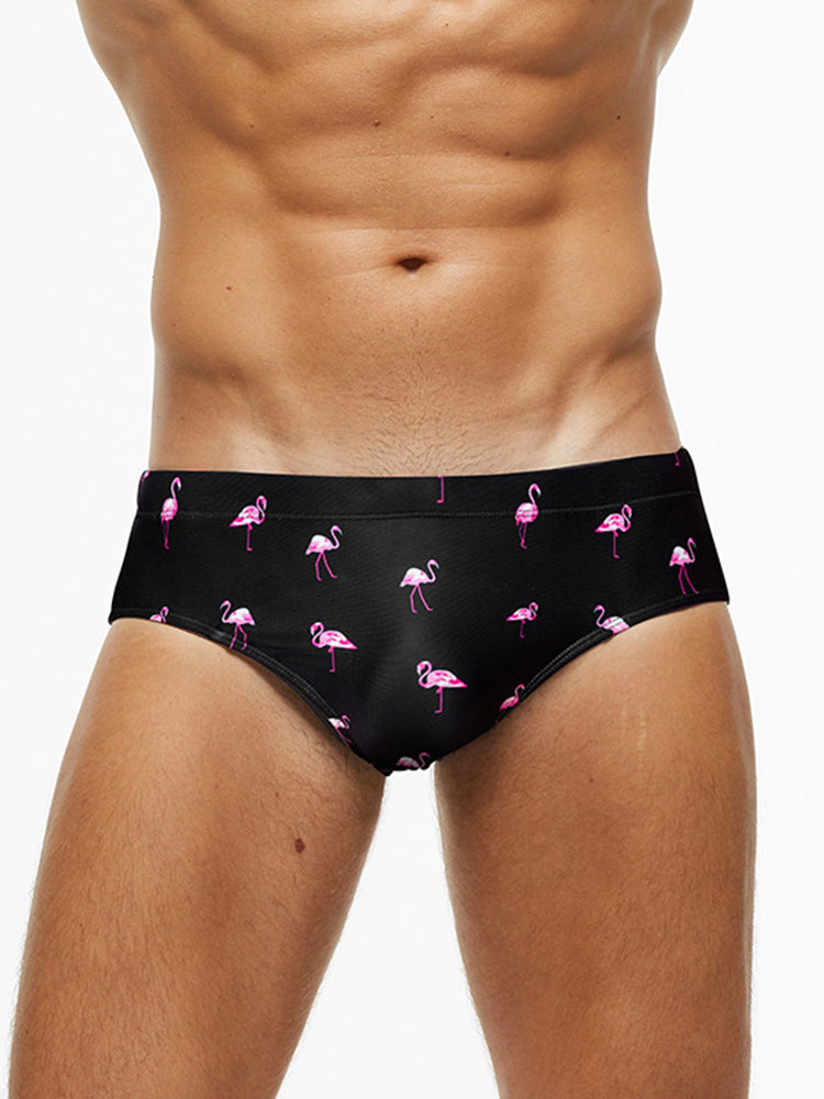 Men's Quick-Dry Printed UV Protection No-Slip Elastic Swim Briefs | dmunderwear detail image 18