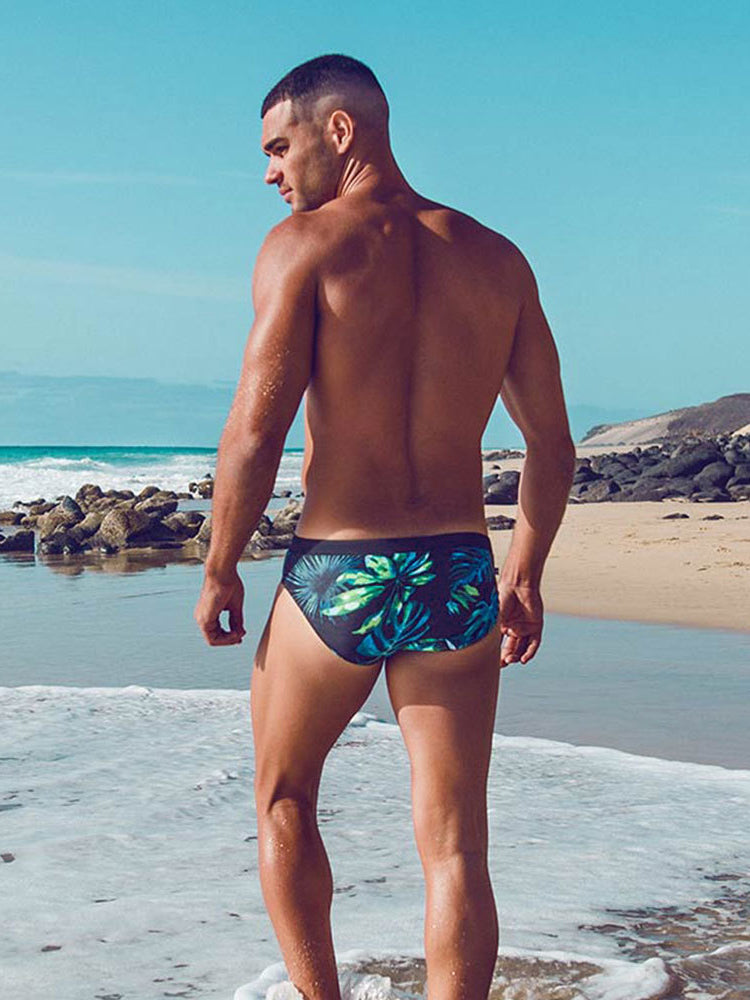Men's Retro Print Casual Beach Swim Briefs | dmunderwear