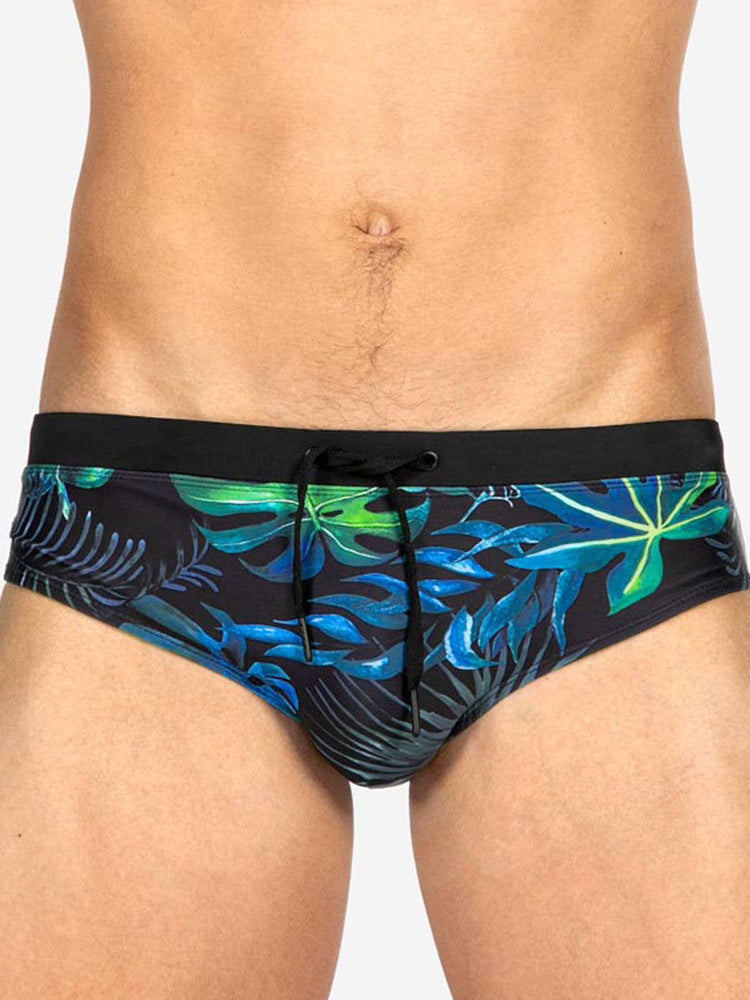 Men's Retro Print Casual Beach Swim Briefs | dmunderwear detail image 3