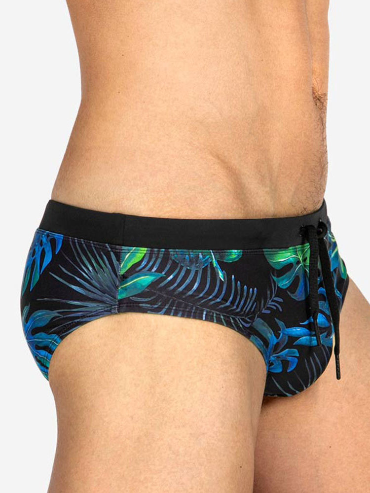 Men's Retro Print Casual Beach Swim Briefs | dmunderwear detail image 4