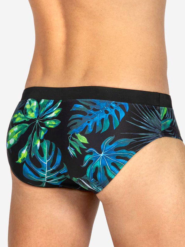 Men's Retro Print Casual Beach Swim Briefs | dmunderwear detail image 5