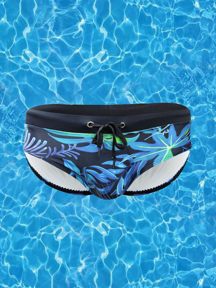 Men's Retro Print Casual Beach Swim Briefs | dmunderwear detail image 7