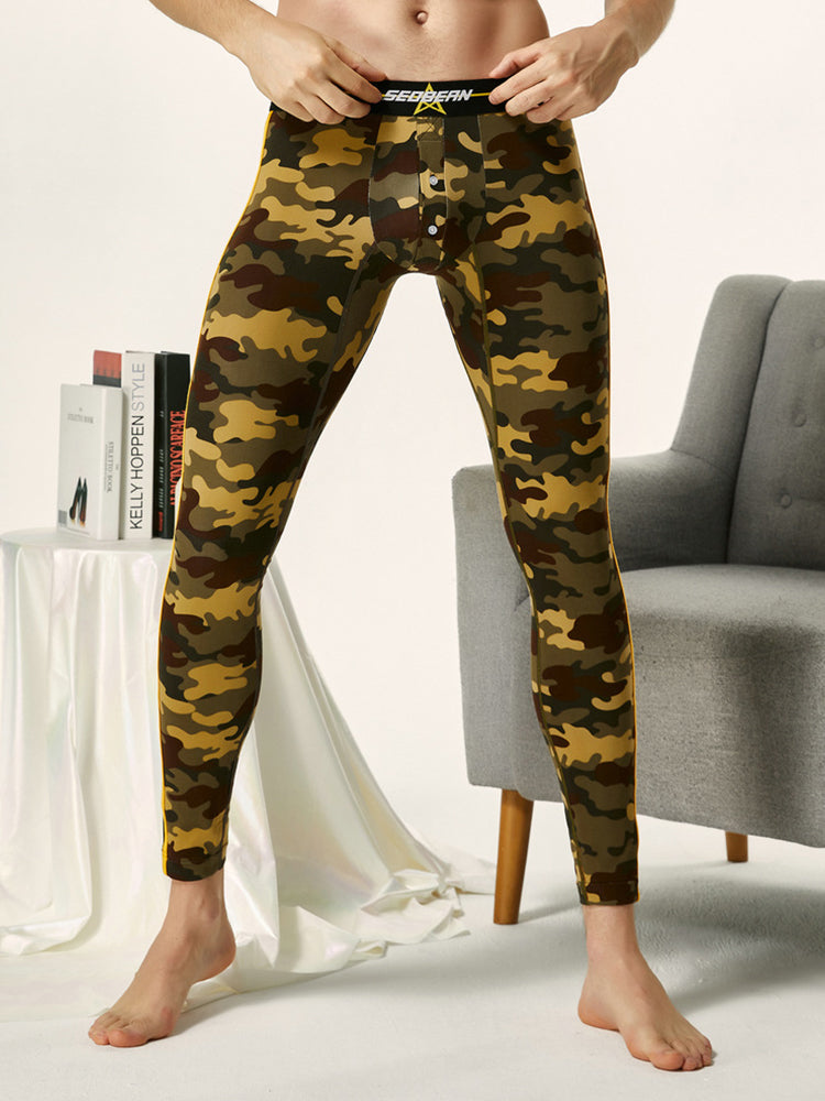 Men's Camouflage Cotton Long Johns with Side Stripes | dmunderwear detail image 10