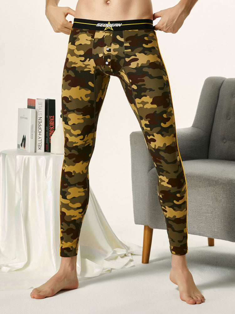 Men's Camouflage Cotton Long Johns with Side Stripes | dmunderwear detail image 11