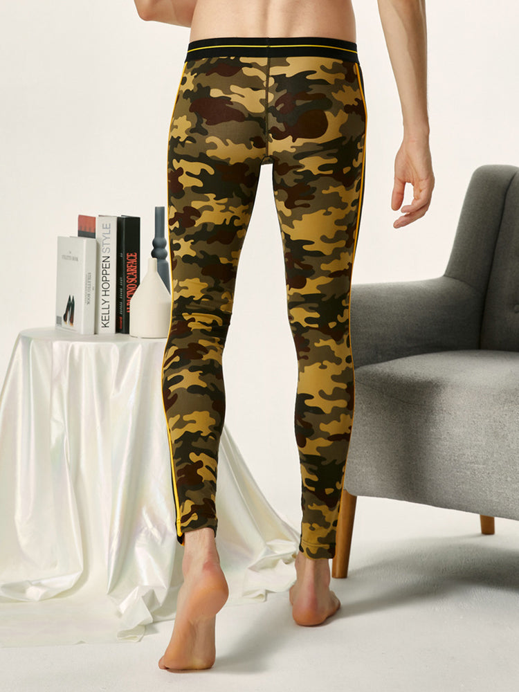 Men's Camouflage Cotton Long Johns with Side Stripes | dmunderwear detail image 12