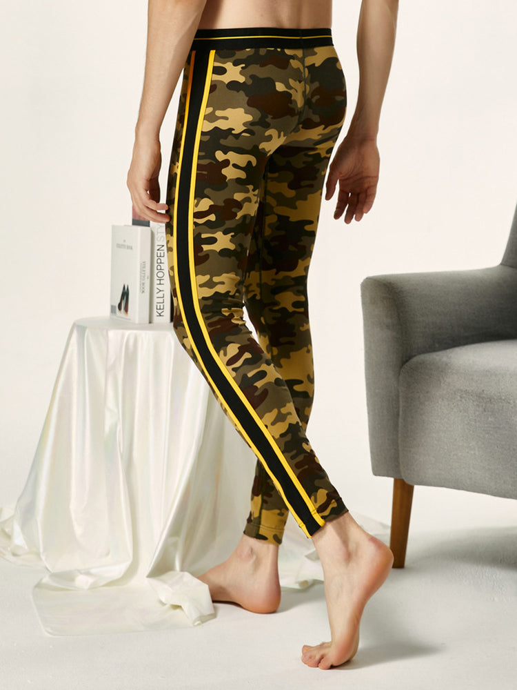 Men's Camouflage Cotton Long Johns with Side Stripes | dmunderwear detail image 13