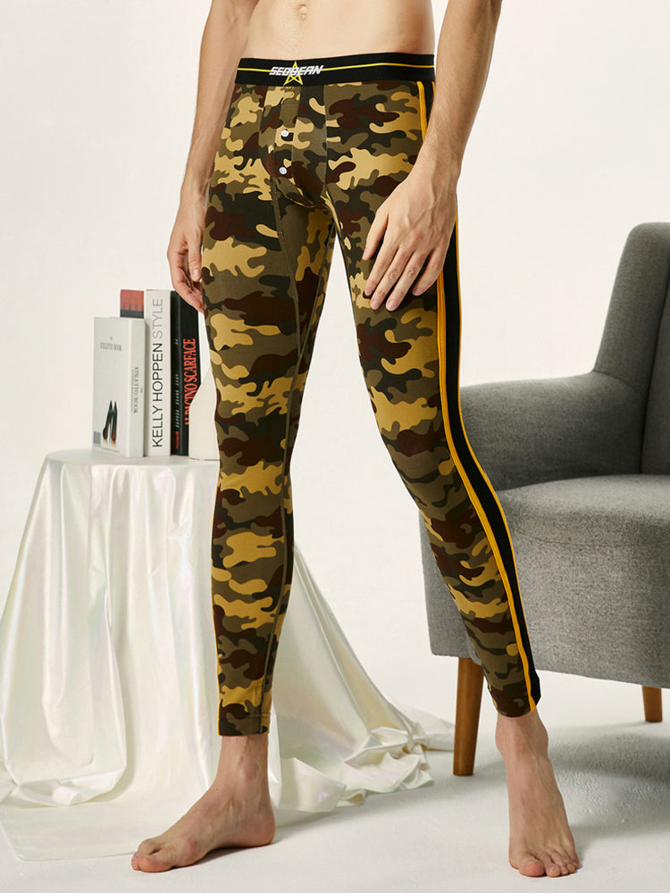 Men's Camouflage Cotton Long Johns with Side Stripes | dmunderwear detail image 3