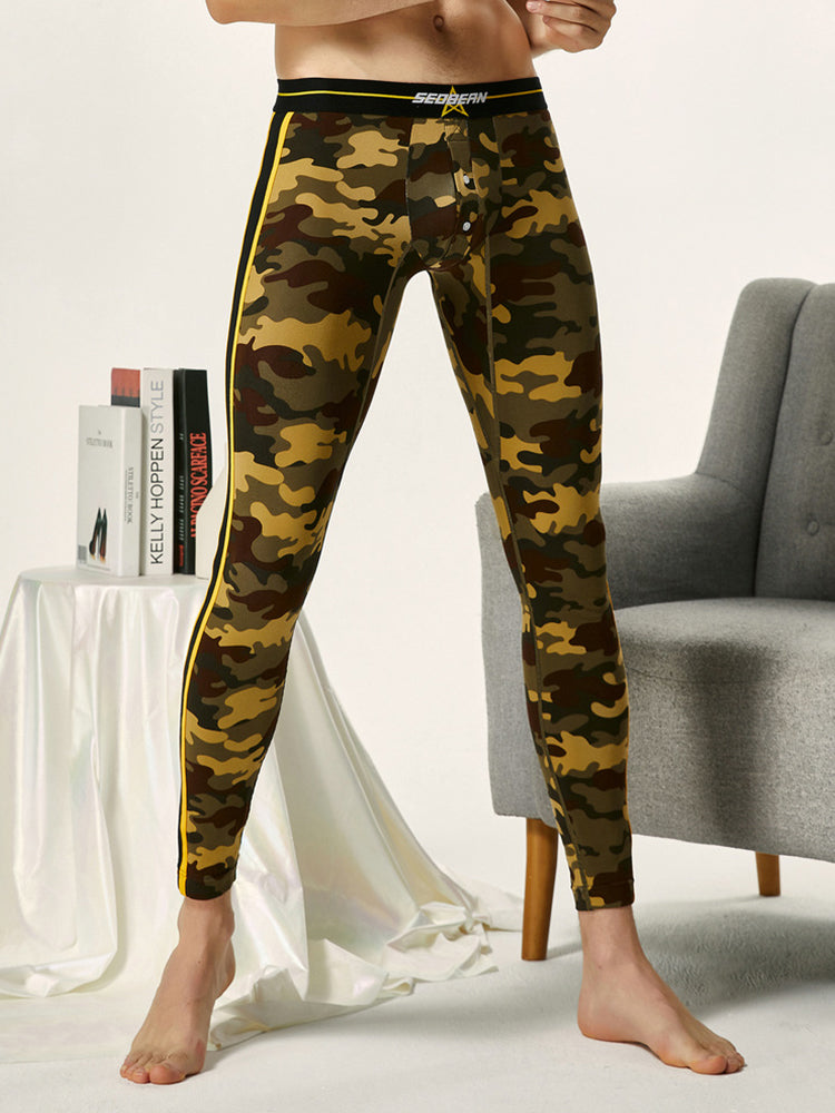 Men's Camouflage Cotton Long Johns with Side Stripes | dmunderwear detail image 4