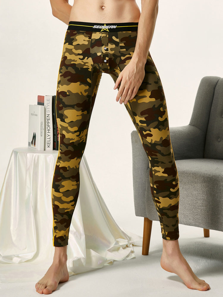 Men's Camouflage Cotton Long Johns with Side Stripes | dmunderwear detail image 6