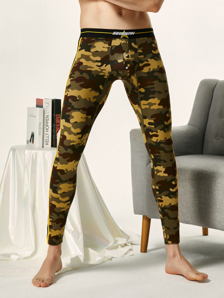 Men's Camouflage Cotton Long Johns with Side Stripes | dmunderwear detail image 7