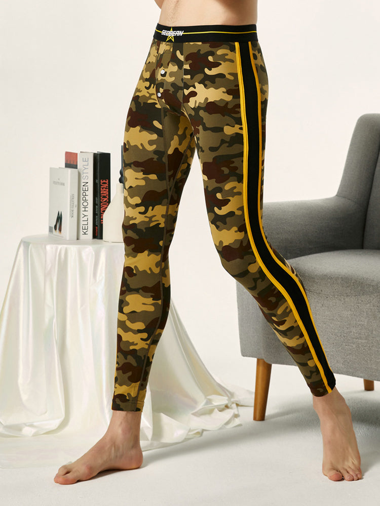 Men's Camouflage Cotton Long Johns with Side Stripes | dmunderwear detail image 8