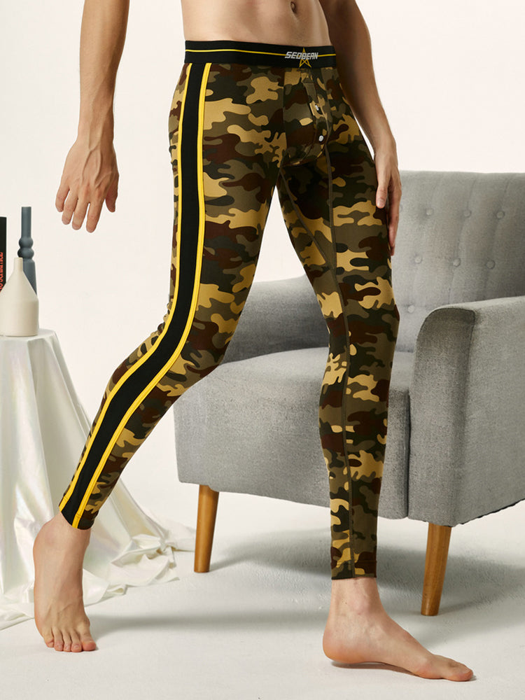 Men's Camouflage Cotton Long Johns with Side Stripes | dmunderwear detail image 9