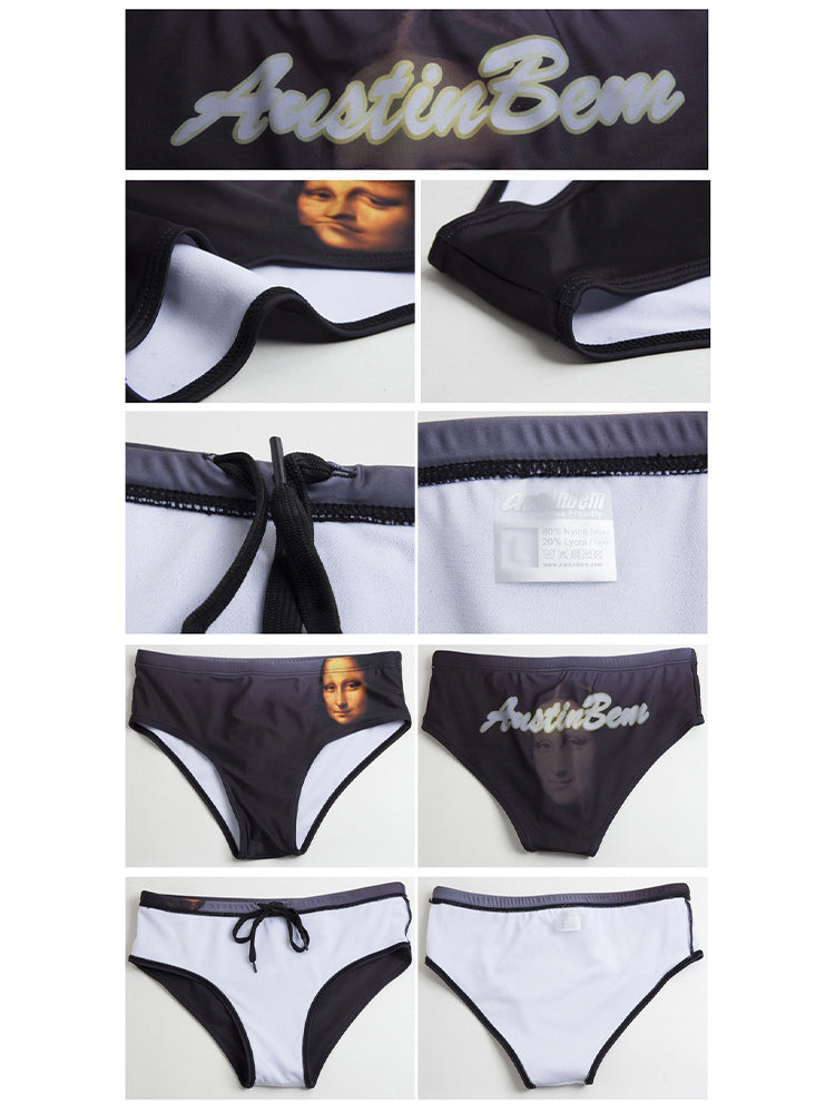 Men's Seamless Comfort Low-Rise Fashionable Graphic Swim Briefs | dmunderwear detail image 14