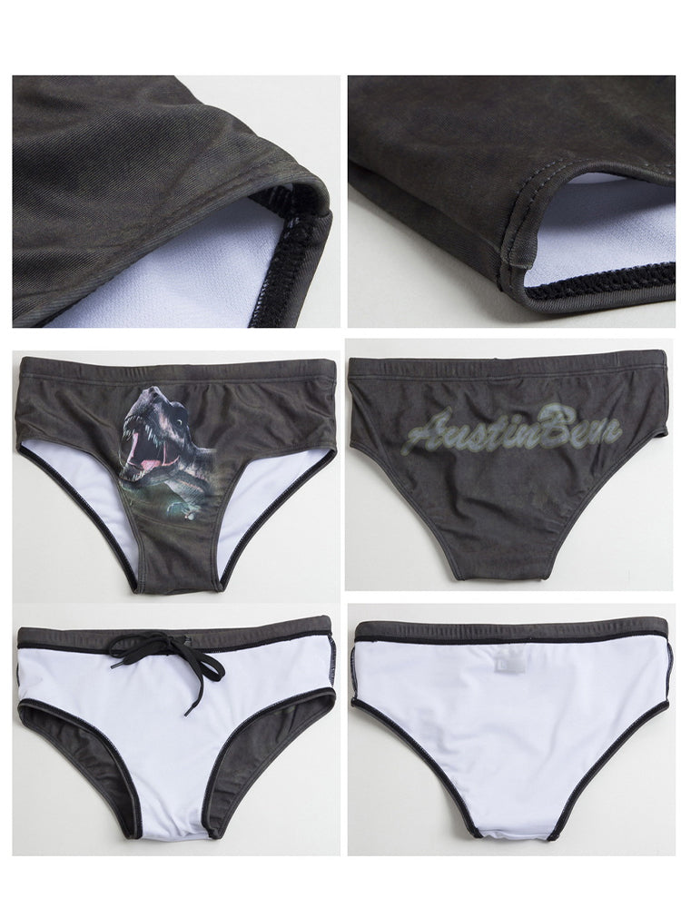 Men's Seamless Comfort Low-Rise Fashionable Graphic Swim Briefs | dmunderwear detail image 16